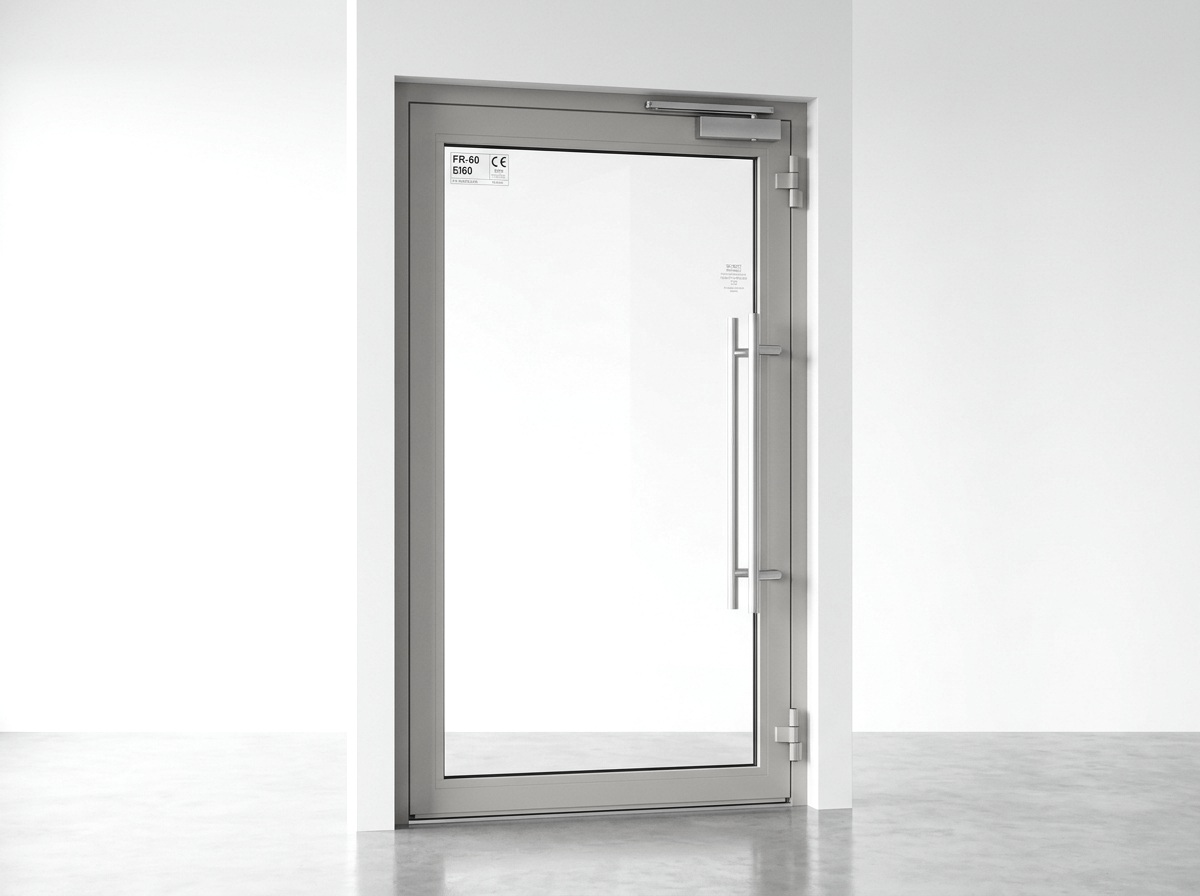 Camlı Yangın Kapısı RAL 9016